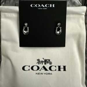 New Small Coach of New York Signature "C" Crystal Dangle Drop Earrings